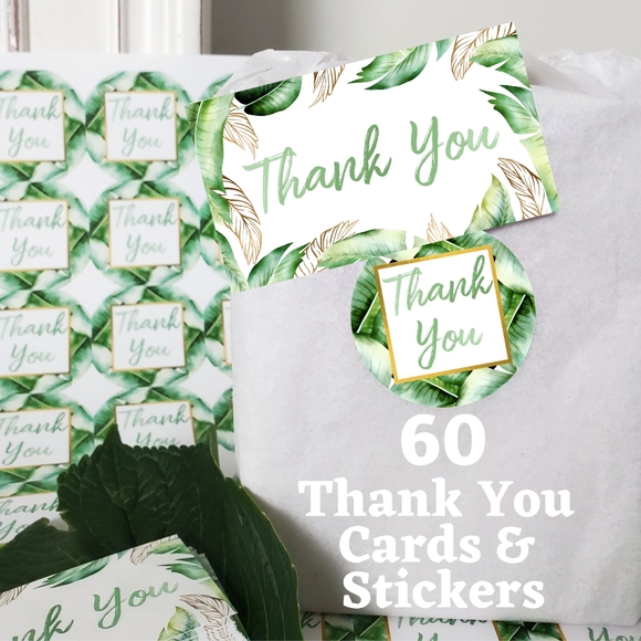 Poshmark Thank You Cards Banana Leaves Stickers - Picture 2 of 3